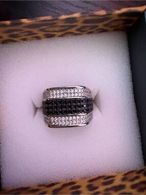 Untamed Collection Pave Black and White Stone Statement Ring